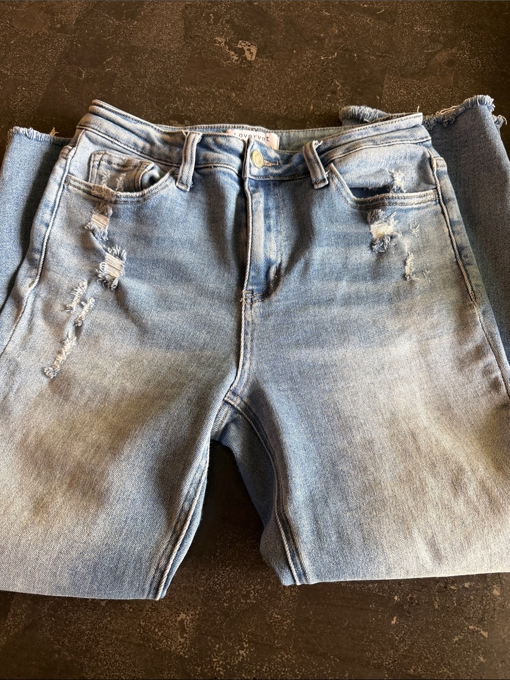 Light Blue Distressed Vervet Jeans